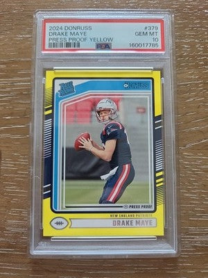 2024 Donruss Drake Maye RC Press Proof Yellow PSA 10
