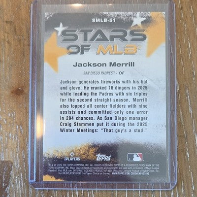 Topps 2026 Topps Series 2 Jackson Merrill Padres Stars of MLB #SMLB-51