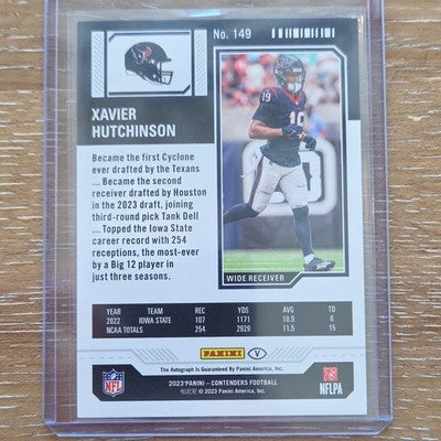 Panini 2023 Contenders Xavier Hutchinson Houston Texans RC Auto /75 Variation