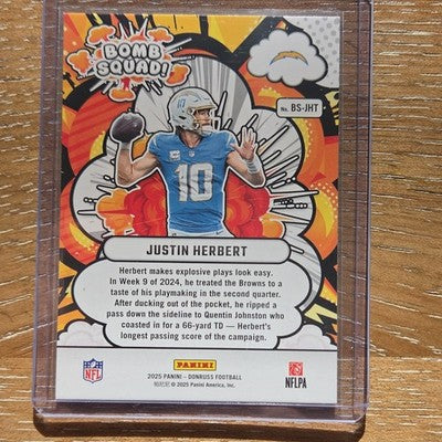 Panini 2025 Donruss Justin Herbert Bomb Squad Insert #BS-JHT