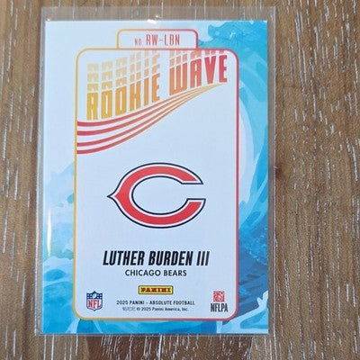 Panini 2025 Absolute Luther Burden III Chicago Bears Rookie Wave #RW-LBN