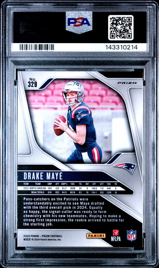 2024 Panini Prizm #329 Drake Maye Neon Green Pulsar PSA 10