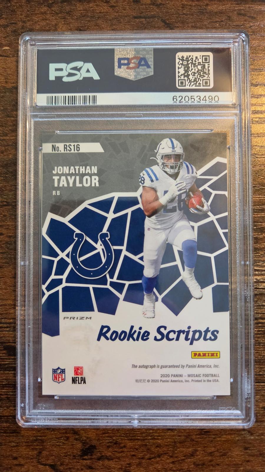 2020 Panini Mosaic #RS16 Jonathan Taylor Rookie Scripts PSA 10