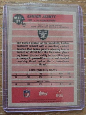 Ashton Jeanty 2026 Topps Football 1991 Topps #91TF-27