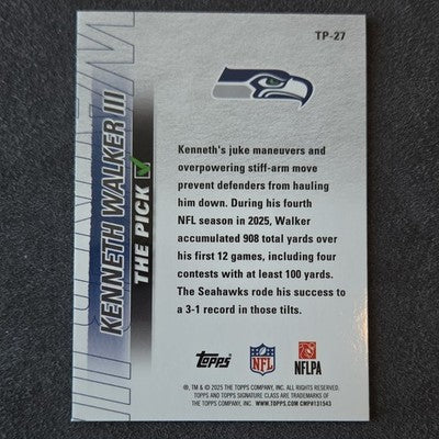 2025 Topps Signature Class Kenneth Walker III Seahawks The Pick Insert