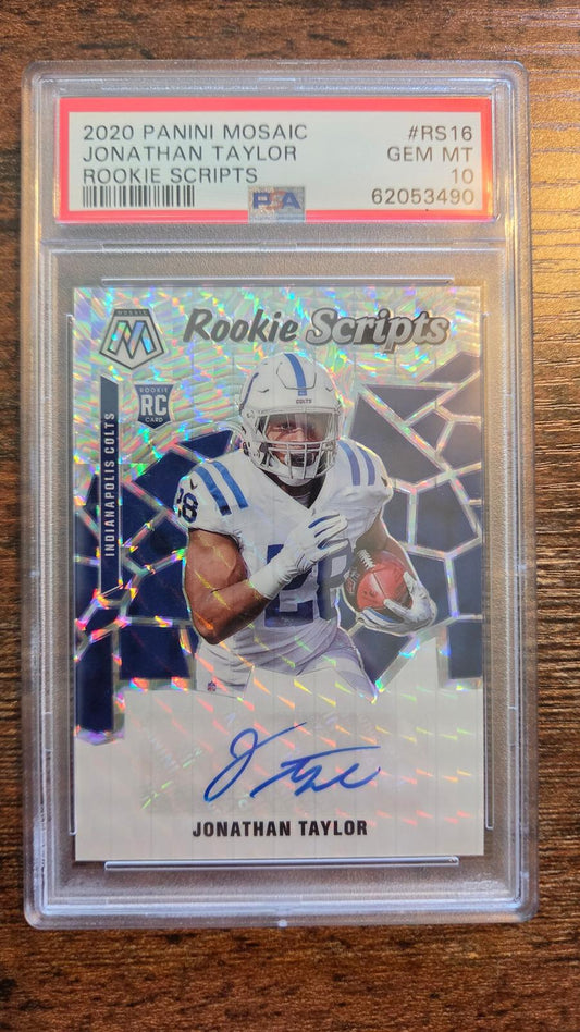 2020 Panini Mosaic #RS16 Jonathan Taylor Rookie Scripts PSA 10