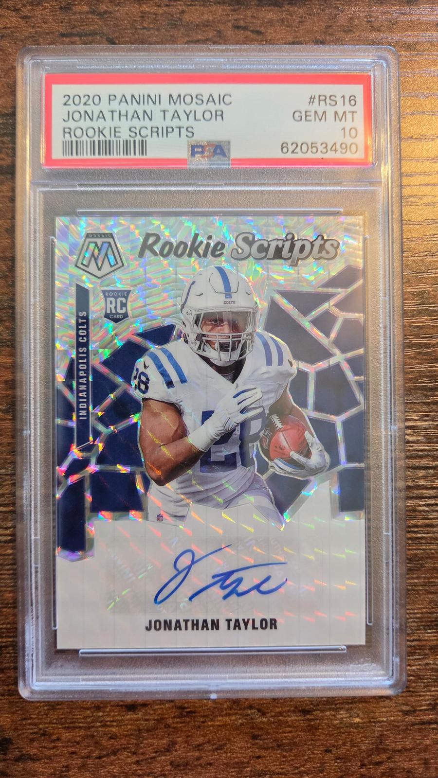 2020 Panini Mosaic #RS16 Jonathan Taylor Rookie Scripts PSA 10