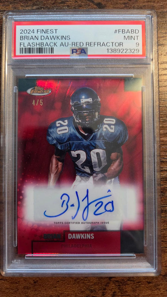 2024 Finest #FBA-BD Brian Dawkins Flashback Autographs Red Refractor PSA 9 #/5