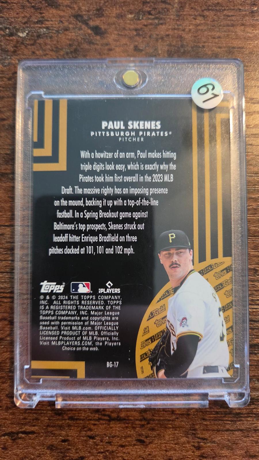 2024 Topps Update #BG-17 Paul Skenes Topps Black Gold