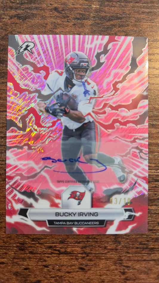 2025 Topps Resurgence Bucky Irving Auto Pink Power Surge Refractor #/10